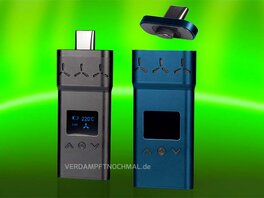 Airvape X Black closed and on, Blue one open and off