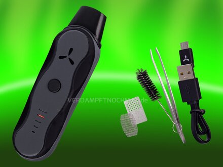 Lieferumfang: Vaporizer XS Go, USB Kabel, Pinzette und Brste, Siebe