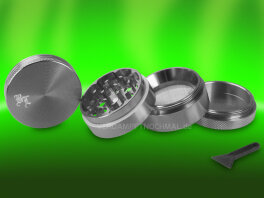 silberner Grinder offen mit Schaufel