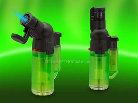Jet lighter with adjustable flame angle green